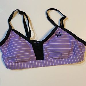 ♥️ XS Lavender Bikini Top White Stripe ZXS Cup Lined Pads Adjustable Straps Band